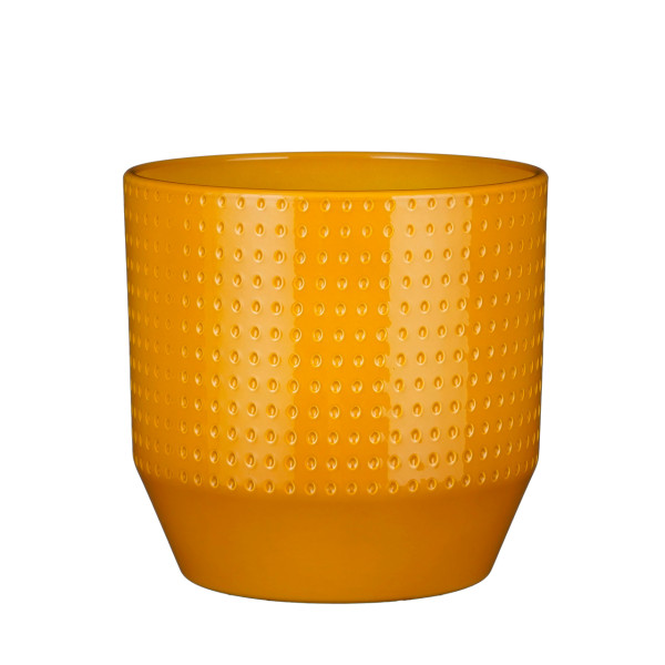 Maceta ceramica Nola.Ocre. 23.5x22h.