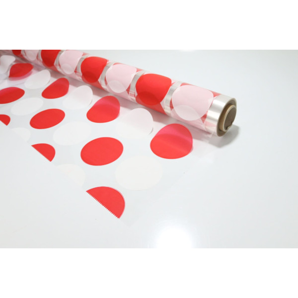 Transparent Paper Gift Wrap Roll Bolle White & Red