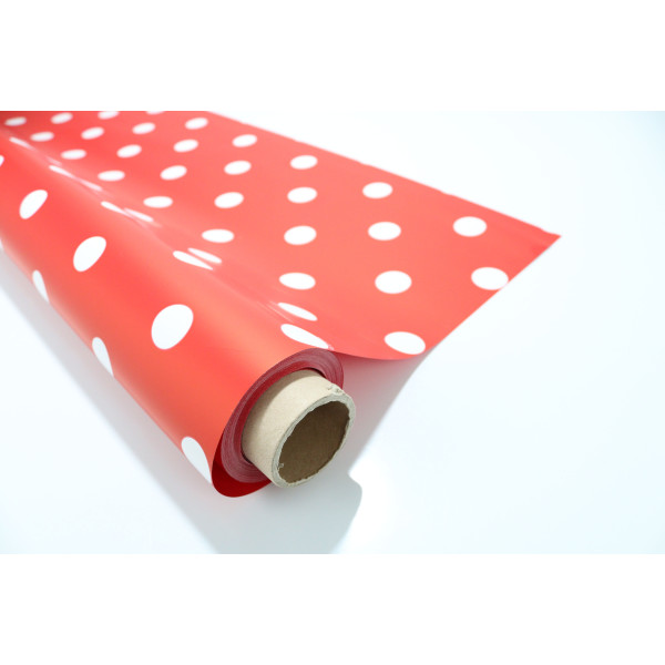 Bobina Papel de Regalo Opaco Pois Rojo