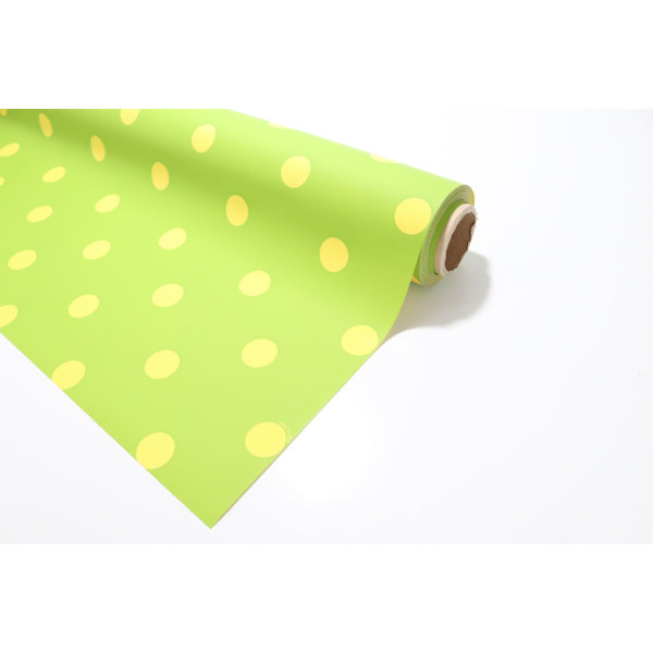 Bobina Papel de Regalo Opaco Pois Verde & Amarillo