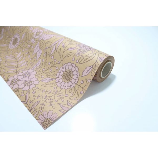 Bobina Papel de Regalo Kraft Romantica Petunia Cipria Perfumado