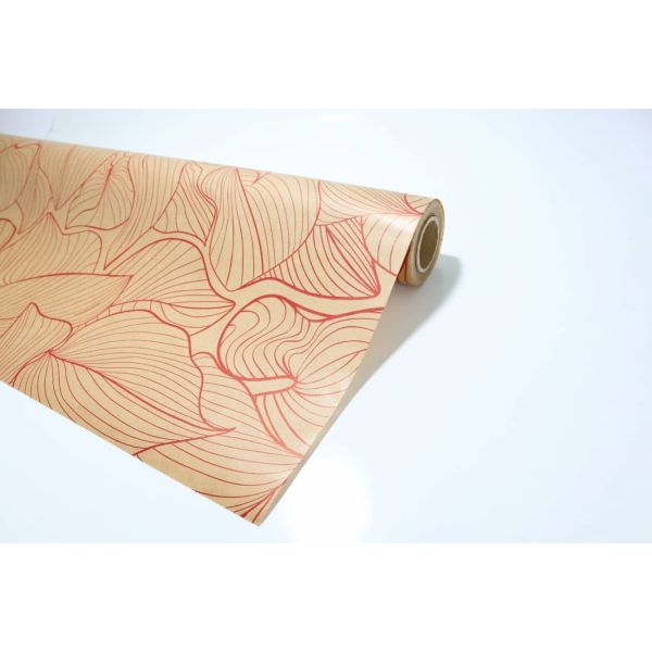 Red Foliage Kraft Paper Gift Wrap Roll