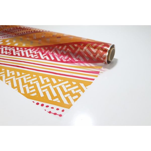 Bobina Papel de Regalo Transparente Azteca Ocre & Burdeos