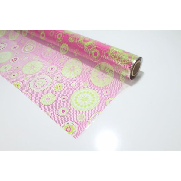 Bobina Papel de Regalo Transparente Caleido Fucsia & Verde