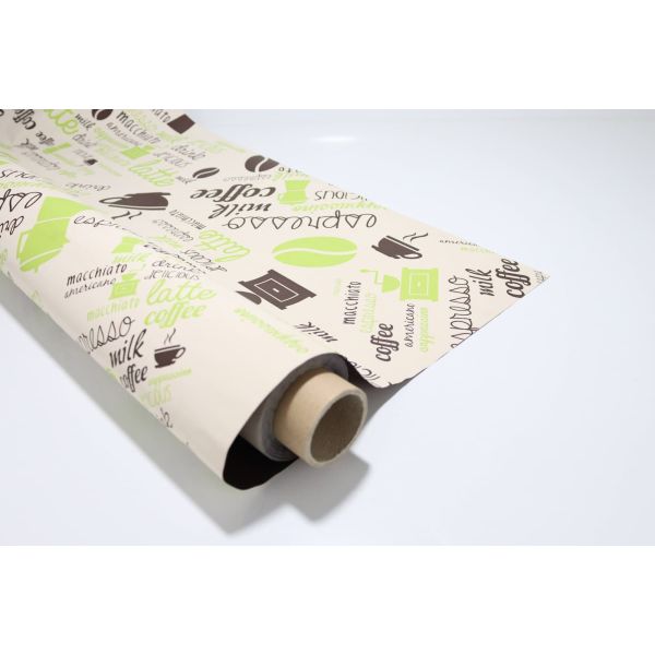 Opaque Espresso Coffee Green & Brown Scented Gift Wrap Roll