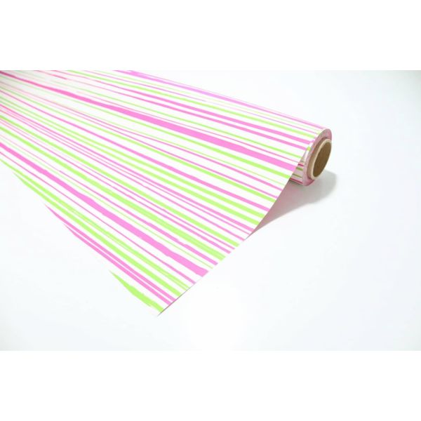 Bobina Papel de Regalo Opaco Líneas Fucsia & Verde