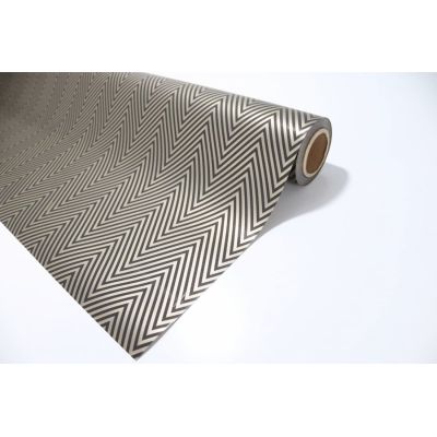 Bobina Papel de Regalo Opaco Chevron Negro & Oro