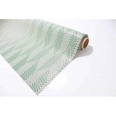 Opaque Chevron Green & Gold Paper Gift Wrap Roll