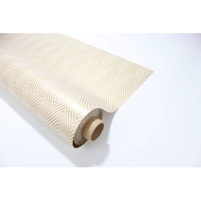 Bobina Papel de Regalo Opaco Chevron Lino & Oro