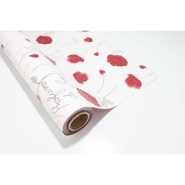 Bobina Papel de Regalo Opaco Burdeo Perfumado Rosas