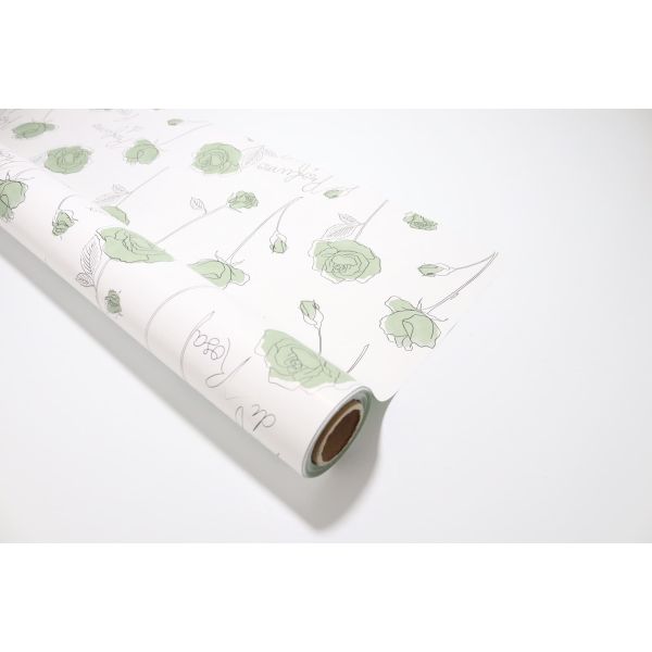 Bobina Papel de Regalo Opaco Verde Agua Perfumado Rosas