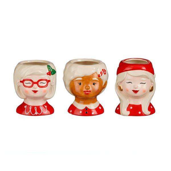Busto Recipiente de Cerámica Cabeza Navidad