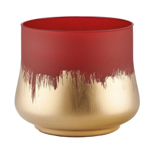 Jarrón de Cristal Rojo & Oro