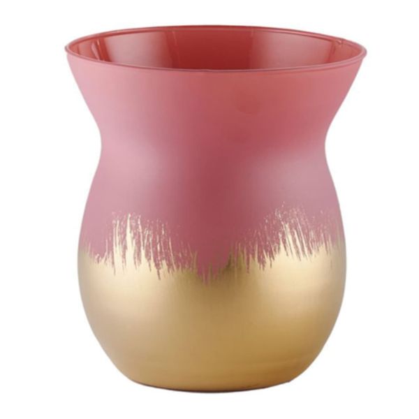 Jarrón de Cristal Rosa & Oro
