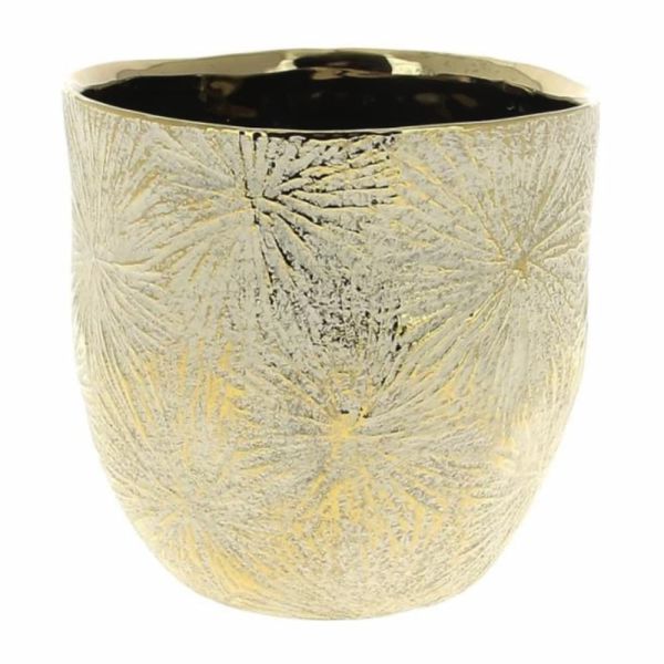 Maceta de Cerámica Color Oro Orquidea