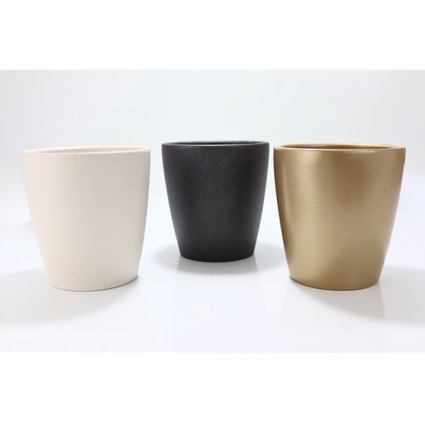 Maceta de Cerámica Orquidea Blanco Negro & Oro