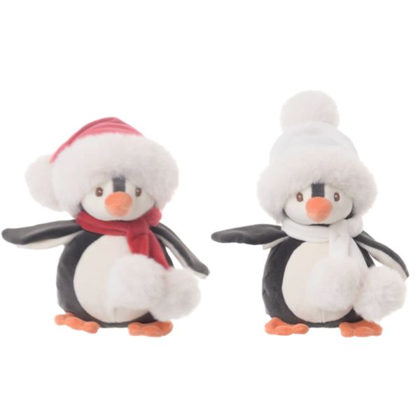 Peluche de Algodón Pingüino con Gorro y Bufanda de Navidad Baby Julius Rojo & Blanco