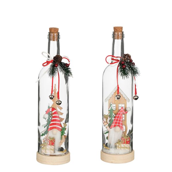 Botella cristal gnomo rojo.