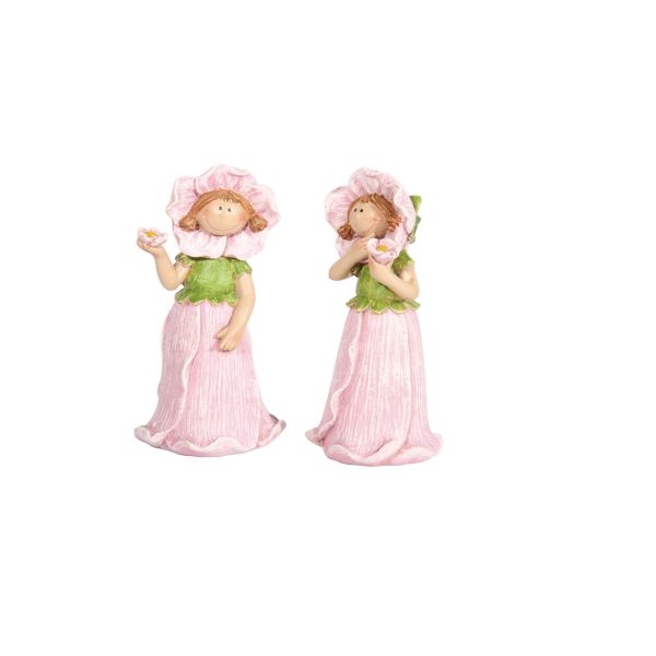 Figura niña rosa ceramica.