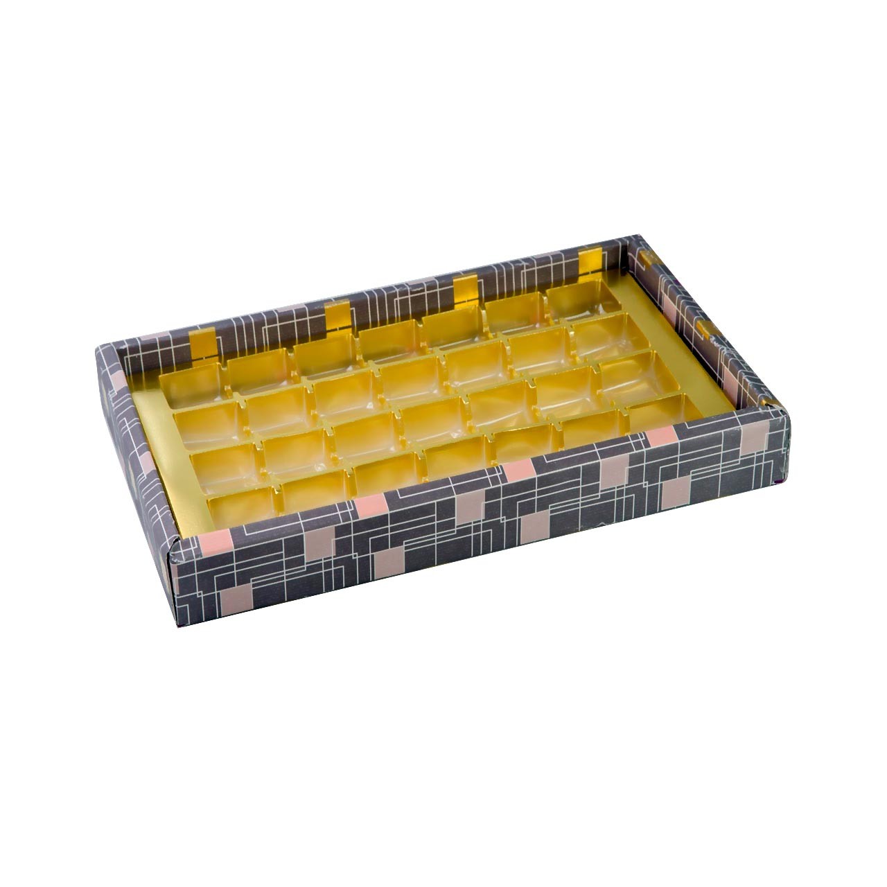 Boxes with Geometric acetate lid. Collection of chocolate boxes.