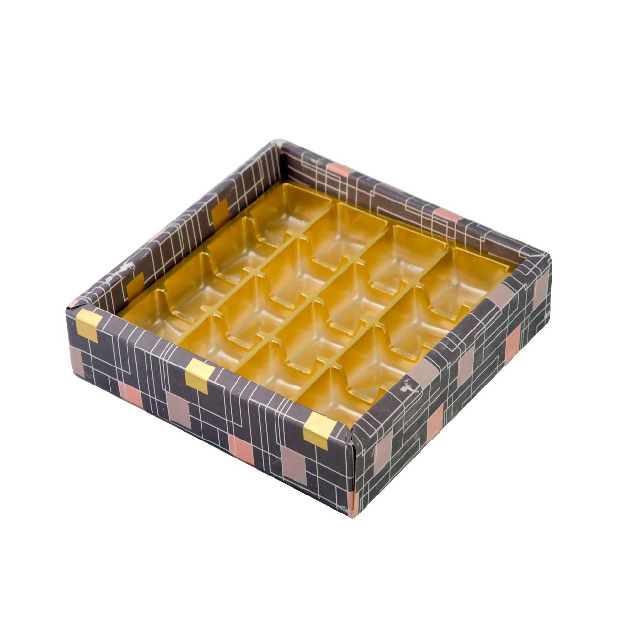 Boxes with Geometric acetate lid. Collection of chocolate boxes.