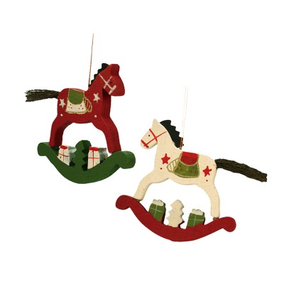 S/6 Colgantes caballo.crema,rojo